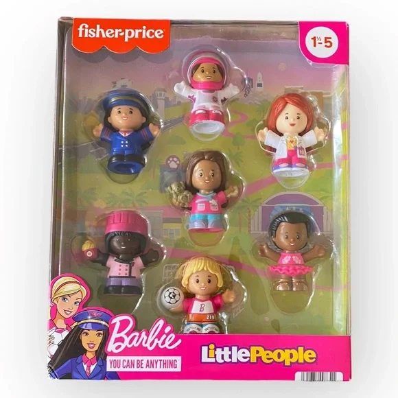 FISHER-PRICE BARBIE YOU CAN BE ANYTHING LITTLE PEOPLE  7 Figures Pack NEW - Picture 3 of 3